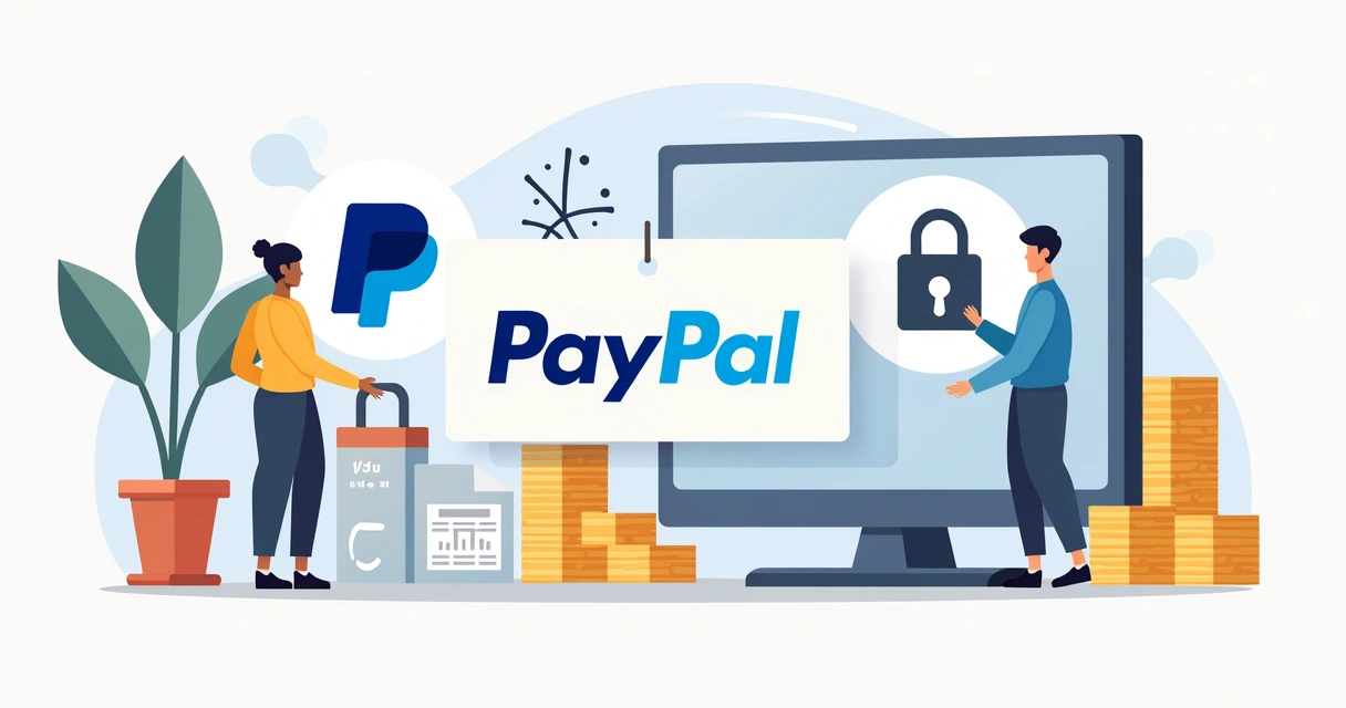 Ilustração corporativa com ícones do PayPal, Mercado Pago e Hotmart protegendo transações contra chargeback, mostrando escudos e notificações digitais