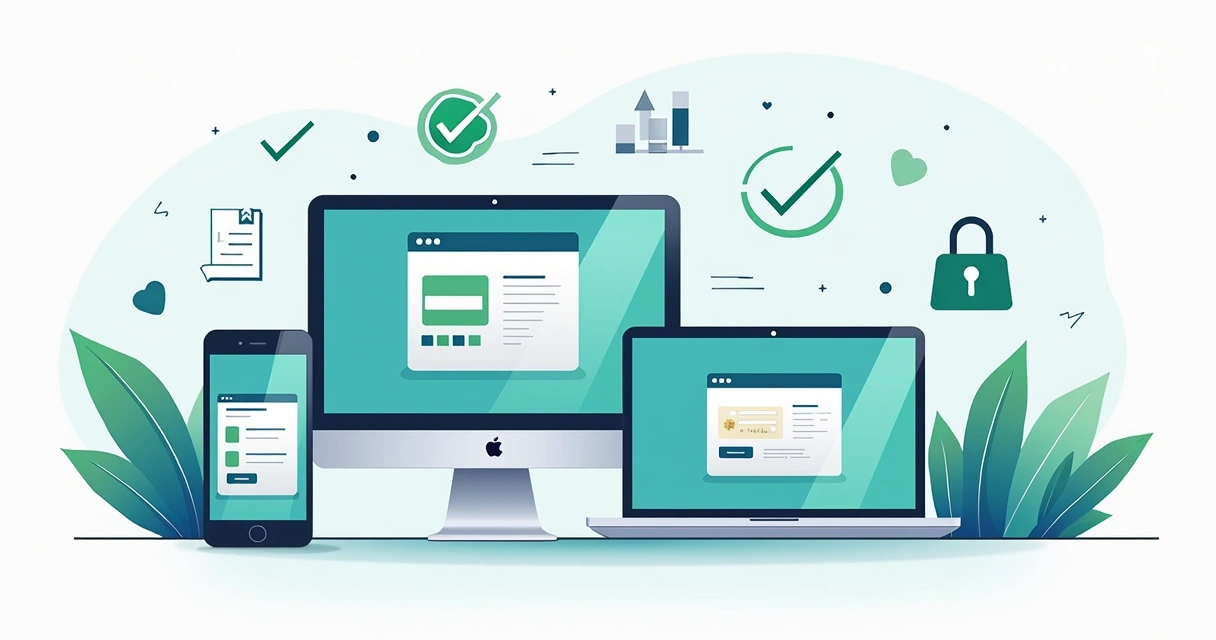 Ilustração corporativa mostrando diferentes gateways de pagamento com cartões de crédito, telas com gráficos e aprovação de transações