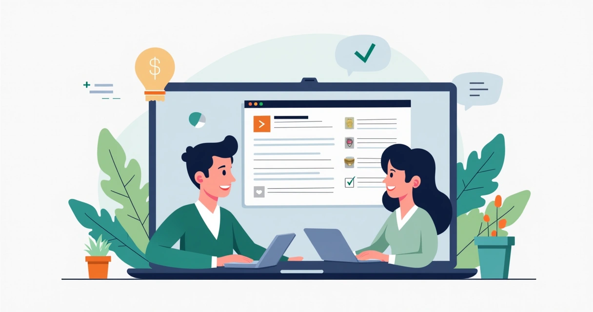 Ilustração corporativa flat mostrando profissionais conversando em vídeo chamada para resolução de pagamento