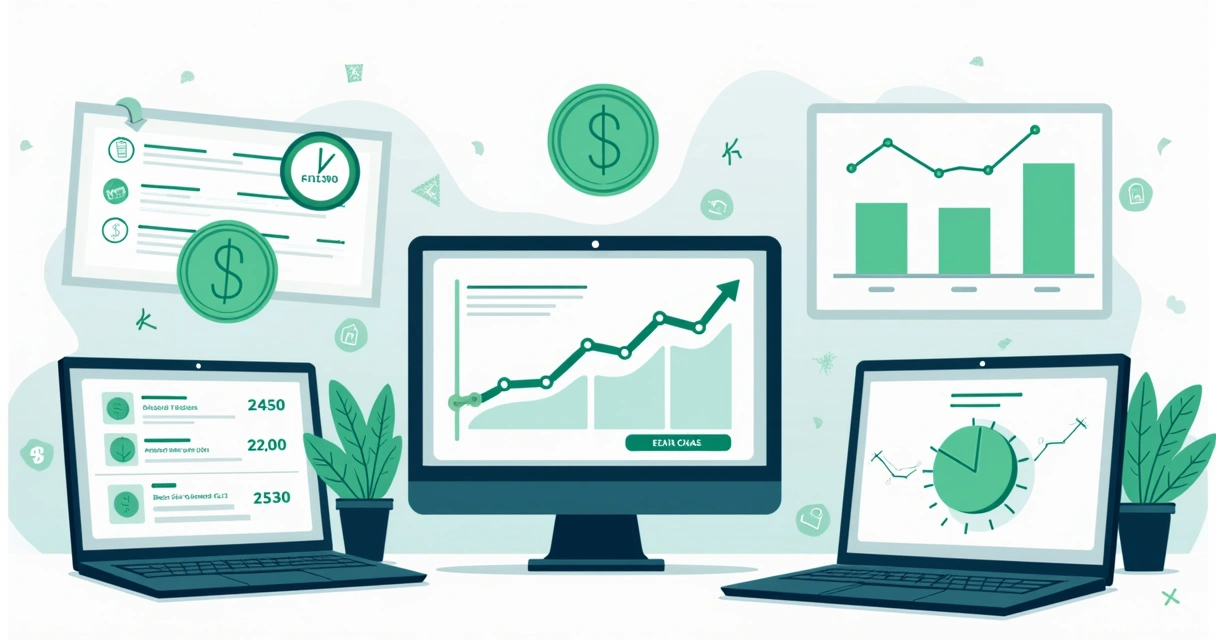 Ilustração corporativa mostrando cálculo detalhado de custos entre diferentes gateways de pagamento com gráficos e números